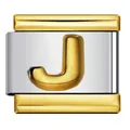 Elegante link charm italiano con lettera J dorata in 3D su acciaio inossidabile - Stile Lettera J (Y791)