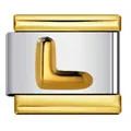 Elegante charm italiano modulare in acciaio bicolore con lettera L dorata in 3D chic - Stile Lettera L (Y793)