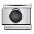 Stainless steel Italian modular bracelet charm link with black enamel circle detail - Minimalist Black Circle (ICY732)
