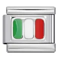 Italian flag enamel link for modular stainless steel bracelets - Italian Tricolor Flag (ICY645)
