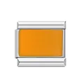 Modular stainless steel Italian charm link featuring a vibrant orange enamel center inlay - Orange Enamel Block (ICY029)