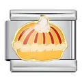 Module de breloque italienne en émail tarte à la citrouille pour bracelets en acier - Motif Tarte à la Citrouille à Rayures (ICJ723-1)