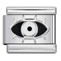 High quality stainless steel Italian modular charm with evil eye design for DIY bracelets - Eyelash Eye Pattern (ICY716) / Black