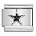 Stainless steel Italian modular star charm for DIY link bracelet, black star detail - Black Star (ICY923) / Silver