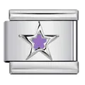 Italian modular bracelet charm link with purple enamel star design - Purple Five-pointed Star (ICY923-3)