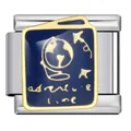 Charm globe thème aventure pour bracelet modulaire italien en acier inoxydable - Terre Temps D'Aventure (ICJ1669)
