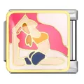 Maillon de bracelet italien en acier inoxydable avec motif émail fille de yoga - Fille De Yoga (ICJ1659)