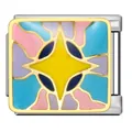 Charme de bracelet modulaire italien en émail coloré avec étoile en acier inoxydable - Étoile Abstraite (ICJ1811)