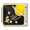 Ciondolo modulare italiano in acciaio inossidabile con design cielo notturno stelle luna - Cielo Stellato Luna (ICJ1799)