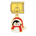 Charm natalizio a forma di pinguino per bracciale modulare italiano finitura oro - Ciondolo Pinguino di Natale (ICG290)