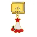 Charm modulare italiano placcato in oro con pendente a forma di cappello di Natale - Ciondolo Cappello Babbo Natale Rosso e Bianco (ICG291)