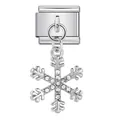 Charm modulare italiano in acciaio inossidabile con pendente a fiocco di neve strass - Ciondolo Fiocco di Neve Argento (ICG292)
