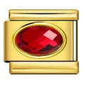 Maglia charm modulare italiana in finitura oro con gemma rossa ovale per bracciali fai-da-te. - Rosso