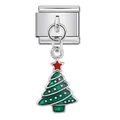 Ciondolo festivo a forma di albero di Natale per bracciale modulare in acciaio inox - Ciondolo Albero di Natale Argento (ICG293)
