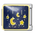 Maillon de charme pour bracelet modulaire italien en acier avec lune et étoiles de nuit - Ciel Nocturne Féerique (ICJ1805)