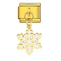 Elegante maglia charm modulare italiana in oro con pendente a fiocco di neve bianco. - Ciondolo Fiocco di Neve Oro (ICG295)