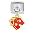 Modulo per bracciale italiano in acciaio inossidabile con ciondolo decorativo a forma di casa rossa - Ciondolo Casetta di Natale (ICG297)