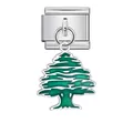 Maglia per bracciale componibile in acciaio con pendente cedro in smalto verde - Ciondolo Cedro Verde (ICG508-2)