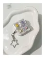 Transparent 4-key mechanical switch tester stress relief keychain with star charm - Carousel (Multicolor Linear Switch Clicky)