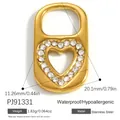 Colgante de corazón de acero inoxidable dorado con pedrería brillante para joyería - Estilo Candado de Corazón (PJ91331) / 11.26x20.1mm
