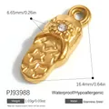 Colgante de chancla de acero inoxidable dorado con estrellas y diamantes finos - Estilo Chanclas con Textura de Estrella (PJ93988) / 16.4x6.65mm / Dorado