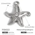 Colgante de estrella de mar de acero inoxidable con diamantes para creación de joyas DIY - Estilo Estrella de Mar con Pedrería (PJ94022) / 14.2x13.3mm / Plateado