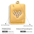 Colgante As de Corazón de acero inoxidable dorado con cristales para joyería DIY - Estilo As de Corazones Dorado (PJ94025G) / 20.1x12.7mm