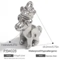 Colgante de perro con corona de acero inoxidable, joya plateada, altura de 19,2 mm - Estilo Perro con Corona Plateado (PJ94028) / 19.2x7.03mm