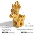Colgante de perro con corona dorada de acero inoxidable para joyería DIY - Estilo Perro con Corona Dorado (PJ94028G) / 19.2x7.03mm
