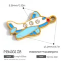 Colgante avión de acero inoxidable con esmalte azul y cristales para joyas DIY, 17,2 mm - Estilo Avión Azul (PJ94031GB) / 17.2x8.96mm