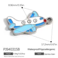 Colgante de avión de acero inoxidable con esmalte azul y diamantes de imitación DIY - Estilo Avión con Diamantes en Azul y Blanco (PJ94031SB) / 17.2x8.96mm