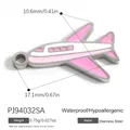 Colgante de avión de acero inoxidable rosa y blanco para accesorios de joyería DIY - Estilo Avión con Borde Plateado en Rosa y Blanco (PJ94032SA) / 17.1x10.6mm