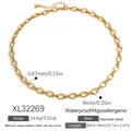 Collar de cadena de eslabones ovalados de acero inoxidable dorado hipoalergénico - Collar de Cadena de Eslabones Ovalados (XL32269) / 40cm+5cm (3.87mm)