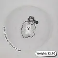 Miniature white Westie dog silicone squishy decompression toy keychain with black bell - Westie Dog / White