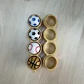 Sports ball themed push pop fidget toy keychain featuring soccer and basketball designs - 4 Buttons Keychain / With LED Lights / Football