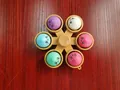 Colorful bun emoji fidget spinner keychain for stress relief with six unique face designs - Emoji 6-Button Spinner / Without Lights / Multicolor
