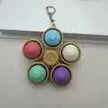 Colorful flower-shaped fidget spinner keychain toy with five soft silicone press buttons - Steamed Bun 5-Key Gyro / Without Lights / Multicolor