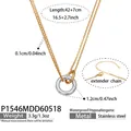 Detail der Halskette mit Doppelring aus Edelstahl inklusive Maßen und Angaben - Gold & Stahl