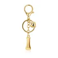 Gold bubble letter I keychain with heart charm and lobster clasp for bag decoration - Letter I