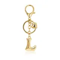 Golden bubble letter L keychain with heart charm and lobster clasp for bag decoration - Letter L