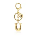 Golden letter U bubble keychain with heart charm and lobster clasp for bag decoration. - Letter U