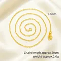 50cm zierliche vergoldete 1.0mm Sandgold-Halskette für Damen mit elegantem S-Verschluss - O-Gliederkette (X5362) / 50cm