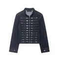 Vista detalle de chaqueta vaquera vintage estilo militar azul oscuro y botones plateados - XS / Tops / Azul marino