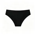 Detailed front view of black seamless high-stretch low-waist Brazilian cut panties - 3XL / Bottoms / Black
