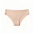 Front view of seamless nude low-waist Brazilian panties with elastic folded edges - 3XL / Nude
