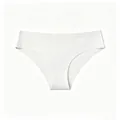 Close-up of elegant white seamless low-rise brazilian panties with smooth edges - 3XL / White