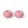 Two 14mm matte pink silicone abacus beads for DIY jewelry spacer necklace crafts - Dawn Rose