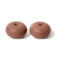 Two brown 14mm silicone abacus spacer beads for DIY jewelry making and handicraft - Brown