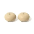 Two beige 14mm abacus shaped silicone spacer beads for DIY necklace jewelry making - Smoky Ash Yellow