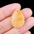 Polished teardrop-shaped orange crystal gemstone pendant for DIY jewelry necklace making - Yellow Jade